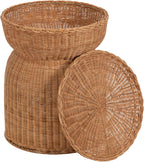 Kate and Laurel Thatch Modern Woven Rattan Round Storage Side Table, 17 x 17 x 21, Natural Rattan, Lift-Top End Table for Use as Hidden Storage Basket, Nursery Toy Storage, or Small Laundry Hamper