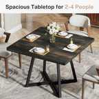 Tribesigns Square Dining Table for 2, 31.5" Industrial Dinner Table with Metal Base, Kitchen Table for Dining Room, Small Space, Apartment, Rustic Brown & Black