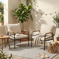 Modern Outdoor Lounge Chairs Set of 2, All-Weather Patio Accent Chairs with Thick Cushions & Durable Metal Frame for Backyard Seating, Balcony, Garden & Outdoor Living, Beige