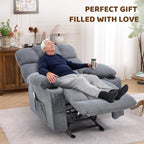 Massage Rocking Recliner Chair, Ergonomic Recliners Sofa with Vibration Massage & Heat, Rocking Chair Nursery Chair for Living Room Lounge with 4 Pockets, 2 Cup Holders, USB Charge Port, Grey