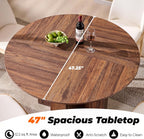 OKD 47 Inch Modern Wood Round Dining Table for 4, Dining Room Table with Stable Cross Pedestal Base & Thick Tabletop, Sturdy Circle Kitchen Table for Dinner Room, Kitchen, Nook, Rustic Walnut
