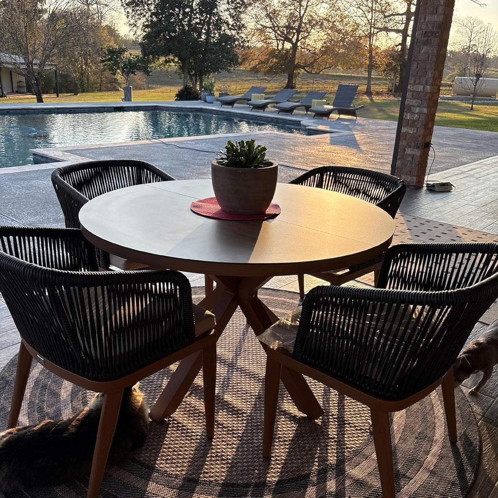 PURPLE LEAF 2 Pieces Outdoor Dining Chair All-Weather Wicker Aluminum Frame Patio Dining Chair for Lawn Garden Backyard Deck with Cushion, Deep Teak Armchair
