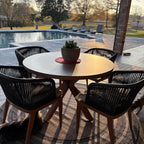 PURPLE LEAF 2 Pieces Outdoor Dining Chair All-Weather Wicker Aluminum Frame Patio Dining Chair for Lawn Garden Backyard Deck with Cushion, Deep Teak Armchair