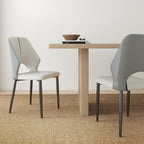 Upholstered Dining Chairs Set of 2, Modern PU Leather Dining Room Kitchen Side Chair with Padded Seat and Metal Legs Restaurant/Cafe,Light Grey