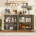 DynJest 60" Oak Buffet Cabinet Sideboard with Storage, Console Table | Large Capacity Credenza with 4 Fluted Doors & Shelves, Modern Farmhouse Buffet Cabinet for Home Office Kitchen Living Room