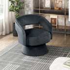 Lexicon 360 Degree Swivel Accent Chair, Modern Comfy Velvet Round Barrel Chair, Open Back, Plush Foam Cushions, Metal Swivel Base for Living Room/Bedroom/Office/Small Spaces, Dark Gray
