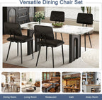 VECELO Dining Chairs Set of 2, Modern Upholstered Kitchen Chairs with Faux Leather Cushion Seat & Metal Legs for Kitchen, Living Room, Tufted Backrest Design, Black