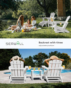 SERWALL 5-Piece Adirondack Chair and Ottoman and Table Set, White