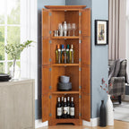 4-Tier Corner Kitchen Pantry Storage Cabinet with Shelves, 72" Tall Kitchen Storage Cabinets with 8 Doors, Narrow Pantry Cabinet with Space Saving, Storage Floor Cabinet for Place (Oak)