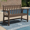 Ciokea 48" Outdoor Bench, HDPE Weatherproof Porch Bench, 2-Person Garden Benches with 550 Lbs, Waterproof Patio Benches for Outside Balcony Deck Backyard, Brown