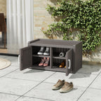 Outdoor Shoe Bench, Waterproof UV-Resistant Indoor Resin Shoe Cabinet, Entryway Shoe Storage with 2 Doors, Living Room, Bedroom, Gray (Two-Door)
