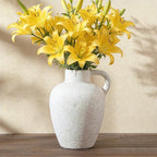 Ceramic Rustic Farmhouse Vase,8.85 Inch White Ceramic Decorative Flower for Home Decor Table Living Room Kitchen Bedroom Shelf Mantel Wedding Centerpiece Holiday & Wedding