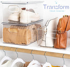 primebox Plastic Clear Stackable Storage Bins with Lids. Great for Pantry or Kitchen Organization. Fridge Organizer Containers. Cabinet, Bathroom Organizer. 6 Pack