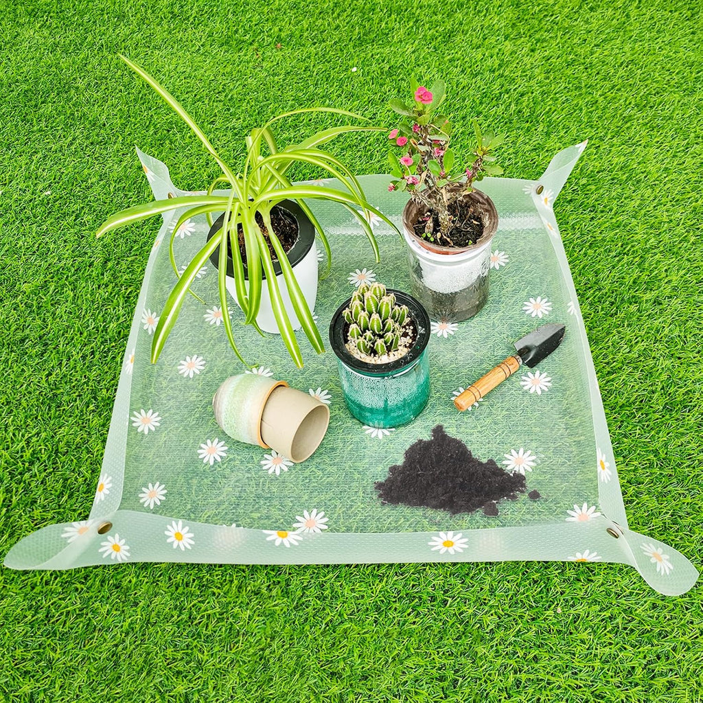 Repotting Mat for Indoor Plants Waterproof Clear Potting Mat Foldable Gardening Plants Potting Repotting Tray to Control Potting Soil Indoor Plant Garden Accessories Gifts for Plant Lovers 23.6"