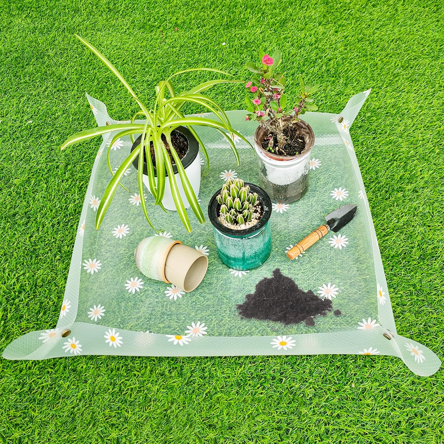 Repotting Mat for Indoor Plants Waterproof Clear Potting Mat Foldable Gardening Plants Potting Repotting Tray to Control Potting Soil Indoor Plant Garden Accessories Gifts for Plant Lovers 23.6"
