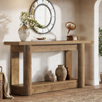 Tribesigns 63-Inch Farmhouse Console Table, 2-Tier Storage Sofa Table Behind The Couch, Narrow Long Entryway Furniture for Home Hallway, Entrance, Living Room, Brown