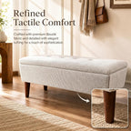 42" Rectangular Linen Ottoman Bench, Modern Low Footrest Stool with Solid Wood Tapered Legs, Multi-Use Entryway Shoe Bench & End of Bed Bench for Living Room/Bedroom