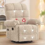 Korser 360° Swivel Rocker Recliner Chair, Rocking Chair Nursery with Massage and Heat, Small Recliners for Small Space, Manual Recliner Chair with Cozy Chenille Fabric, Side Pockets for Living Room