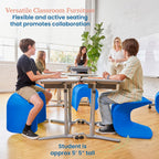 ECR4Kids Wave Seat Perch Stool, 18in - 19.6in Seat Height, Flexible Seating, Blue, 2-Pack