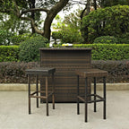 Crosley Furniture Palm Harbor Wicker Outdoor Bar Stools, Set of 2, Patio Furniture for Backyard, Balcony, Brown
