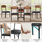 Jocoevol Dining Chairs Set of 4 - Upholstered Dining Room Chairs with PU Leather, Industrial Kitchen Chairs with Wooden Backrest and Thickened Metal Legs, for Dining Room, Living Room (Vintage)