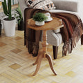 COZAYH Rustic Pedestal End Table, Distressed Farmhouse Side Table with Unique Tray-Style Wooden, Accent End Table for Bedroom, Living Room, Entryway, Brown