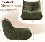 Gazecaia Comfy Bean Bag Chair for Adults Teens | Fireside Floor Lounge Chair, Soft Teddy High-Resilience Memory Foam Bean Bag Couch with Non-Slip Base, for Living Room Bedroom Apartment Office, Green