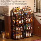 6-Tier Liquor Cabinet for Home Bar, Freestanding Stepped Wine Rack with Open Shelves for Whiskey & Coffee Syrup Storage, Corner Display Stand for Alcohol Bottle, Bar Cart Style for Living Room Kitchen