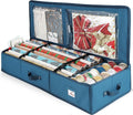 Hearth & Harbor Wrapping Paper Storage Container - Christmas Storage Bag with Interior Pockets - Gift Wrapping Organizer Storage Fits Up to 22 Rolls of 40" - Tear Proof Wrapping Paper Organizer