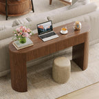 55 Inches Entryway Table with Storage, Mid-Century Console Tables with 2 Drawers, Modern Fluted Sofa Table Behind The Couch, Foyer Tables for Entryway, Couch,Livingroom Walnut