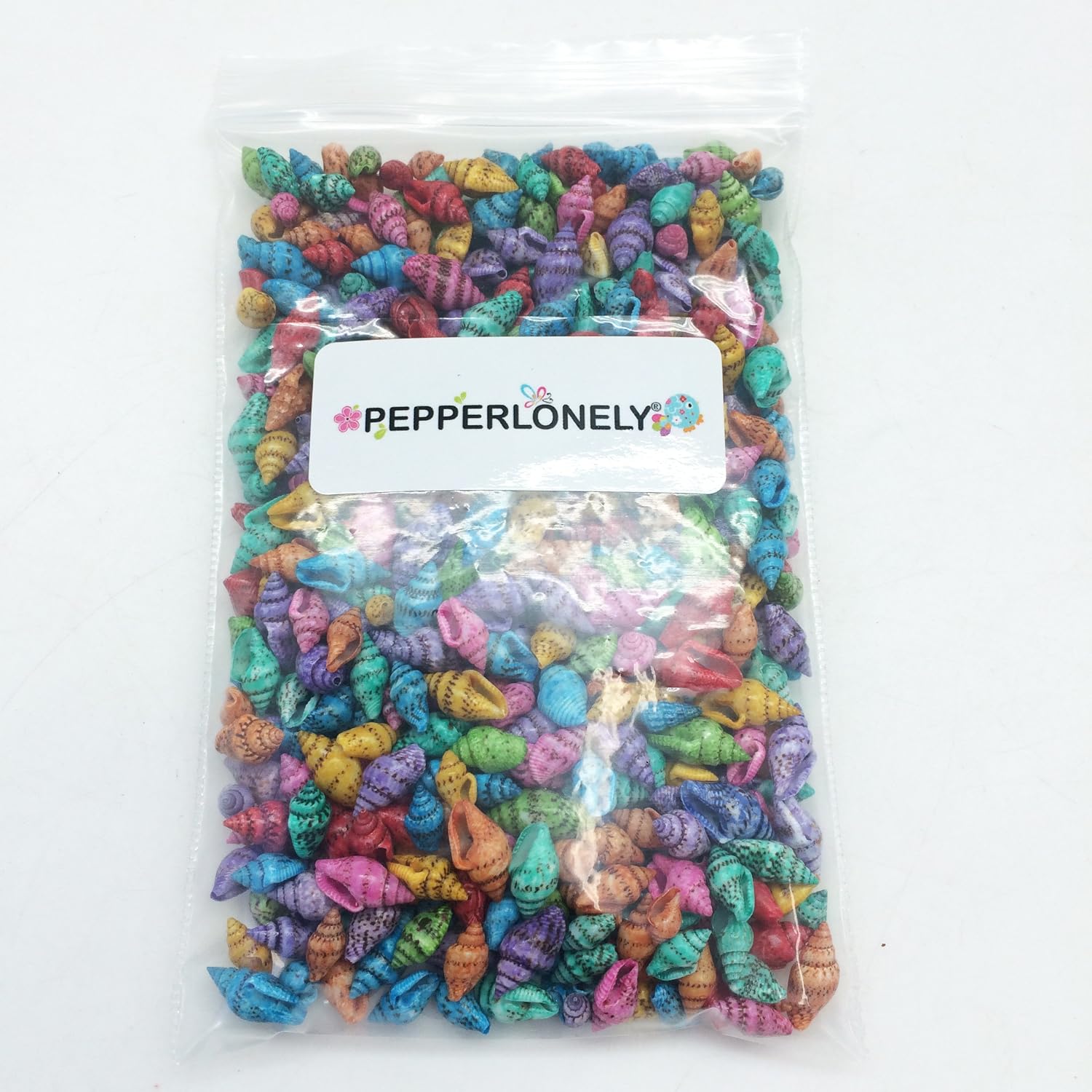 PEPPERLONELY Dyed Assorted Colors Dove Tiny Sea Shells, 4 OZ Apprx.500+ PC Shells, 1/2 Inch