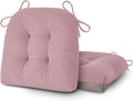 OVOV Dining Chair Cushions Set of 2 Soft Non-Slip Kitchen Chair Pads Tufted Seat Cushion with Ties for Kitchen Dining Room(18" x 16.5" x 3" Light Pink)