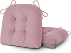 OVOV Dining Chair Cushions Set of 2 Soft Non-Slip Kitchen Chair Pads Tufted Seat Cushion with Ties for Kitchen Dining Room(18" x 16.5" x 3" Light Pink)