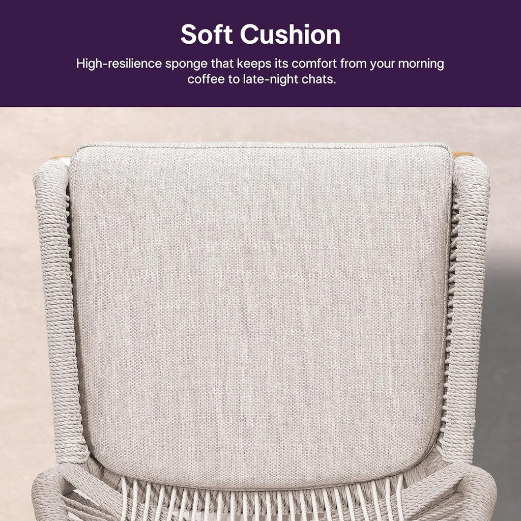 PURPLE LEAF Bar Stool 1 Piece Outdoor Bar Height Metal Stool Modern Wicker Rattan Barstools with Back Aluminum Outside Garden Patio Bar Chair, Light Grey