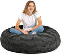 Jaxx Cocoon 4 Foot Bean Bag Chair - Faux Fur, Black