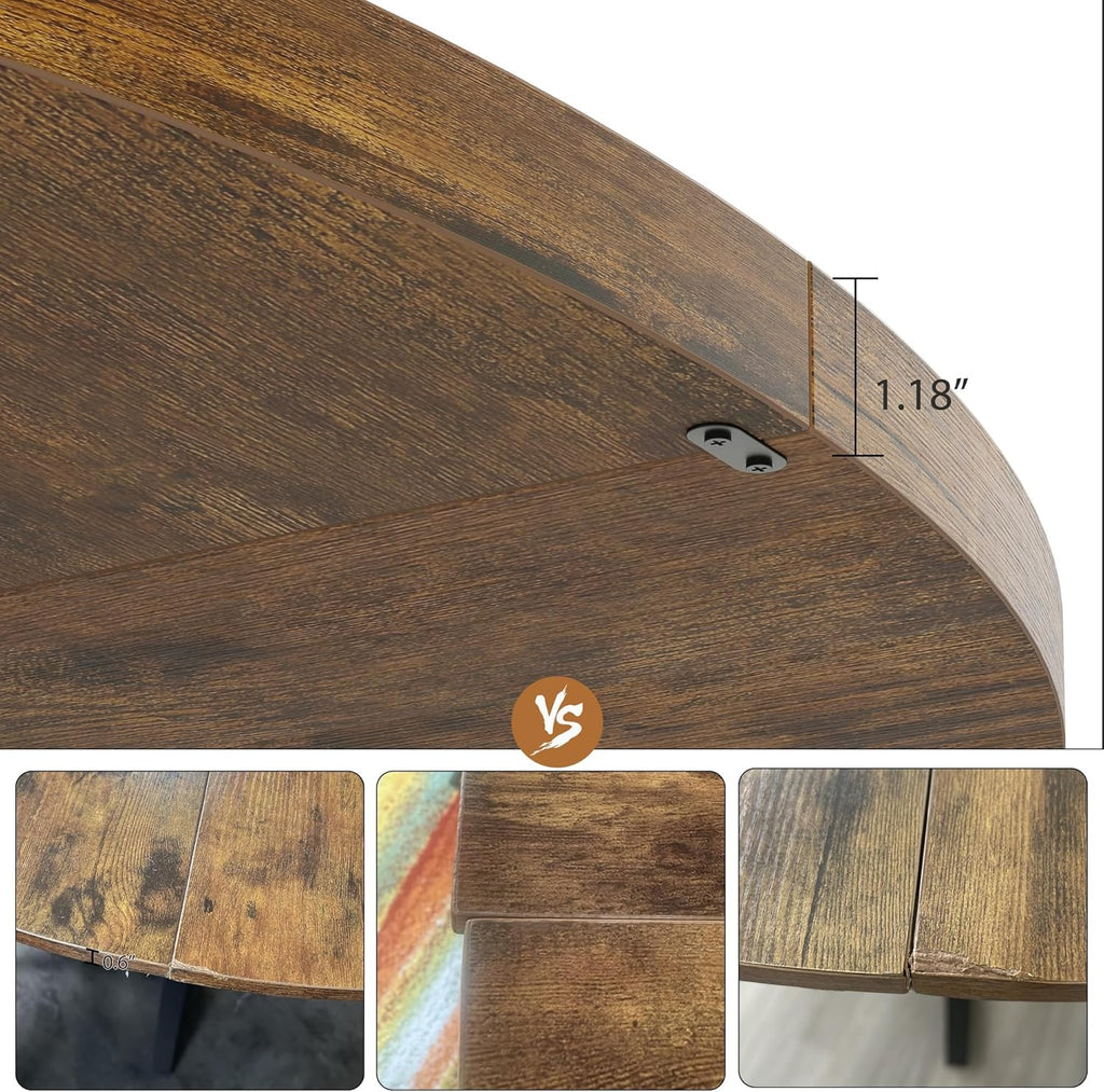 GAOMON 47" Round Dining Table for 4-6 People, Wooden Circle Kitchen Table with Storage Shelf, Industrial Dining Room Table for Kitchen, Dining Room, Save Space