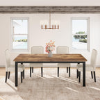 Garvee 78.7 Inch Industrial Dining Table for 6-8 People, Large Dinner Kitchen Tables with Sturdy Metal Frame, Multi-Use for Dining Room Living Room Indoor Restaurant Office Desk (Only Table)