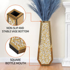 SHYFOY 24" Gold Floor Vase, Crushed Diamond Tall Glass Vase for Floor, Luxury Crystal Mirrored Decorative Flower Vase for Pampas Grass, Office and Home Decor