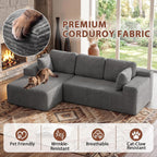 Homall 108" Modular Sectional Sofa, Boneless Couch with L-Shape Chaise, Cloud Couch with Deep Seat Upholstered, No Assembly Required for Living Room, Bedroom (Corduroy, Grey)