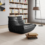 High-end Uncompressed Togo Bean Bag Chair for Adults, Memory Foam Floor Sofa Couch with Soft Fabric, Comfy Fireside Lounge Chair for Living Room, Bedroom, Apartment Microfiber Leather Black