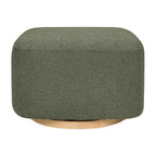 Babyletto Kiwi Gliding Ottoman in Olive Boucle with Light Wood Base, Greenguard Gold and CertiPUR-US Certified