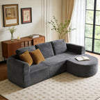 108” Modular Sectional Sofa, Boneless Couches for Living Room, Deep Seat L-Shape Cloud Couch with Chaise, Comfy Sofa Freely Change Configurations No Assembly Required, Soft Plush Corduroy Fabric(Grey)