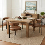 Faux Leather Dining Chairs Set of 6, Mid Century Modern Dining Room Chairs with Barrel Backrest, Upholstered Brown Kitchen Chairs for Dining Room, Restaurant