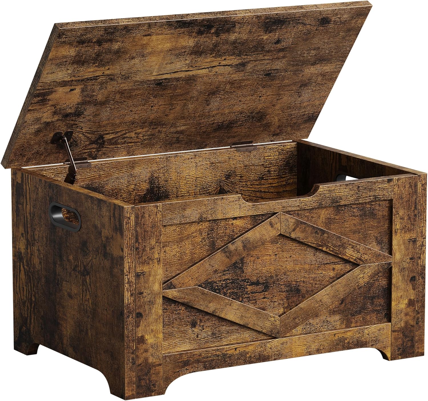 GAOMON Storage Chest, Storage Bench with Safety Hinge, Farmhouse Style Wooden Trunk for Entryway, Bedroom, Living Room, Retro