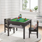 UTEX 2 in 1 Kids Construction Play Table and Chair Set with Storage Drawers | Wooden Kids Building & Activity Table with Storage, Water-based Paint Finish, Built in Plate Compatible with Lego and Duplo B