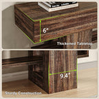 Feonase 63 Inches Long Console Table for Entryway, Wood Sofa Table Behind Couch with 3-Tier Storage, Narrow Entry Hallway Table for Living Room Entrance Foyer, Rustic Brown
