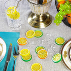 300 Pieces Clear Fake Crushed Ice Cubes Rocks and 20 Pieces Simulation Lemon Slices, Artificial Fruits and Acrylic Diamonds Clear Ice for Vase Fillers Table Centerpiece Decor Wedding (1.6 x 0.3 Inch)
