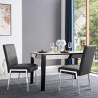 Modern Dining Chair Set of 2, Comfortable Dining Chair with Thick Cushions, Upholstered Leather Kitchen Side Chair with Metal Feet for Home, Kitchen, Living Room, Dining Room and Cafeteria, Black