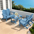 SERWALL Outdoor Folding Adirondack Bench, HDPE All-Weather Adirondack Loveseat, 660 lbs Capacity, Foldable Outdoor Patio Bench for Deck, Lawn, Garden, Navy