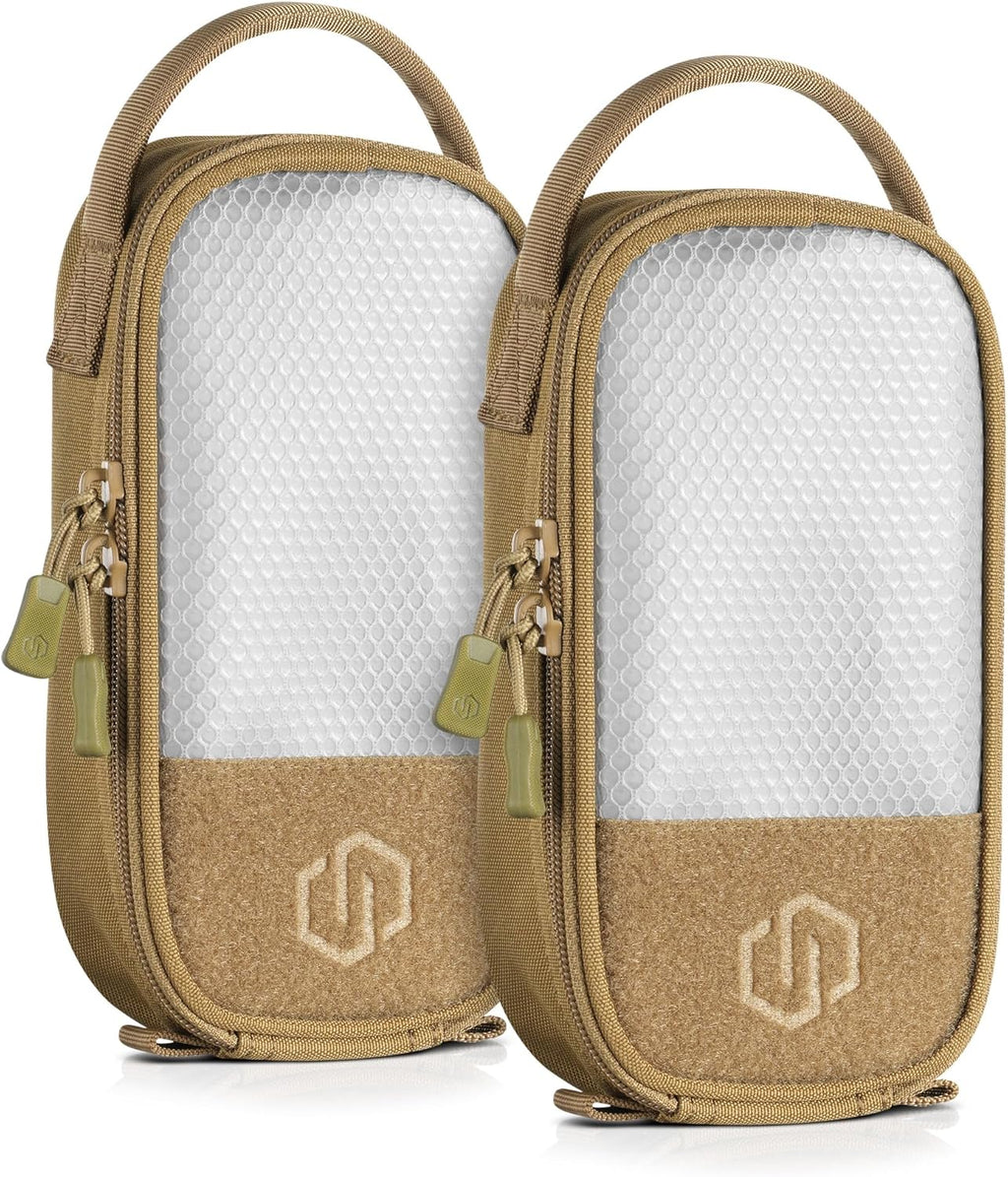 Savior Equipment Core Tactical Mesh Zipper Pouch, 4" x 8" Modular EDC Tool Organizer Range Gear Utility Storage Pocket w/Hook Backing, Dump Pouch with Handle, 2-Pack